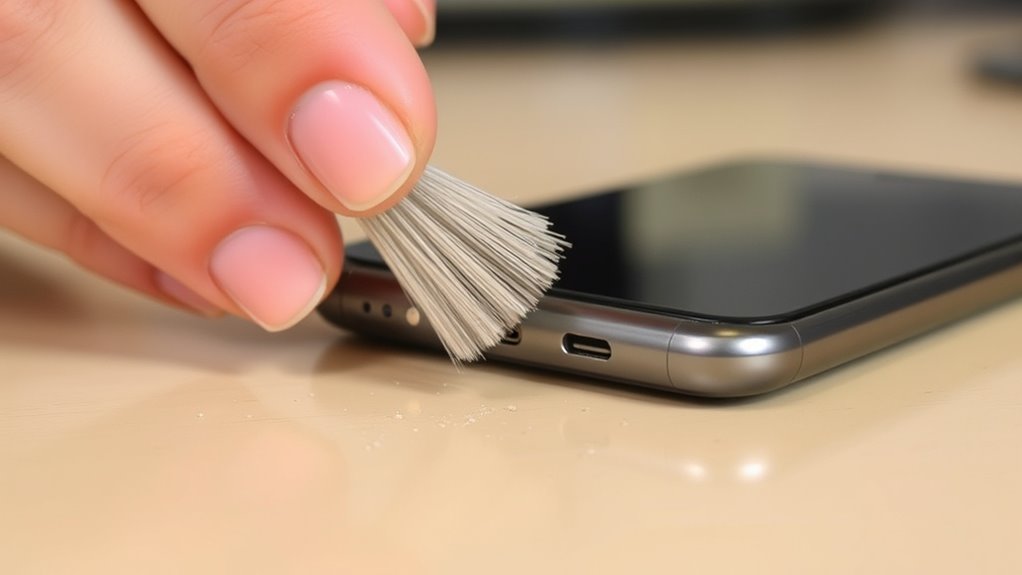 clean ports with gentle tools