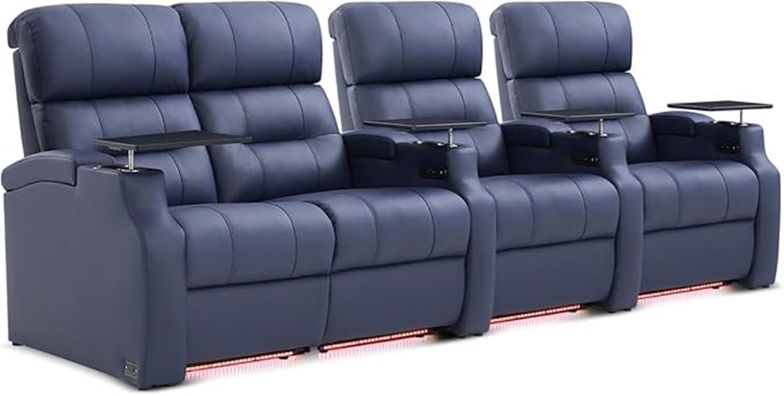 blue sectional recliner sofa