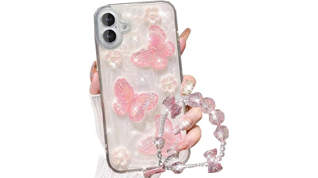 glitter butterfly phone case