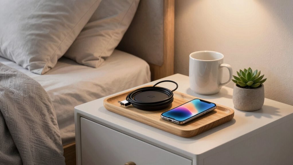 organized bedside charging station